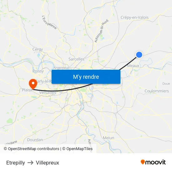 Etrepilly to Villepreux map
