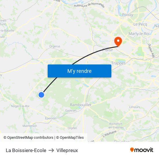 La Boissiere-Ecole to Villepreux map