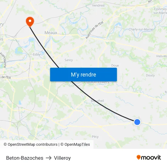 Beton-Bazoches to Villeroy map