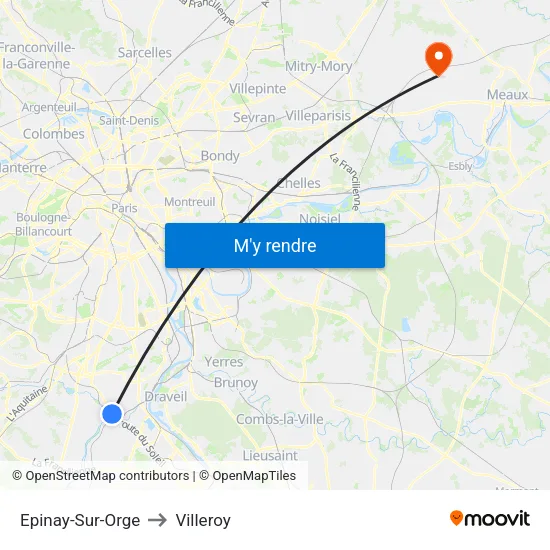 Epinay-Sur-Orge to Villeroy map