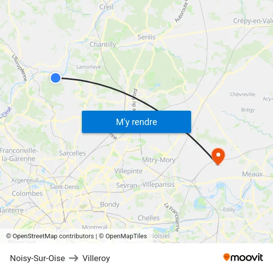Noisy-Sur-Oise to Villeroy map