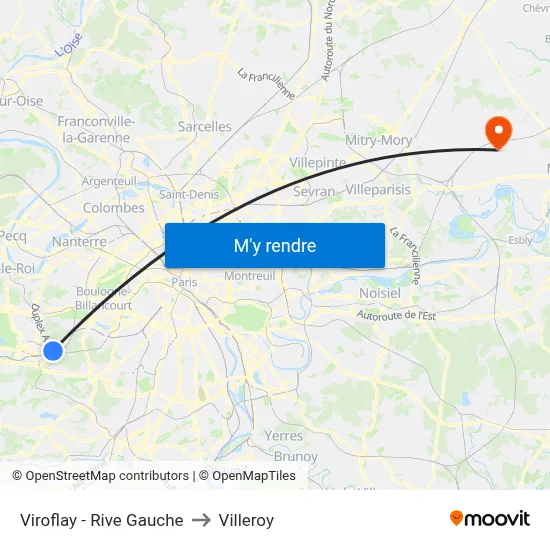 Viroflay - Rive Gauche to Villeroy map