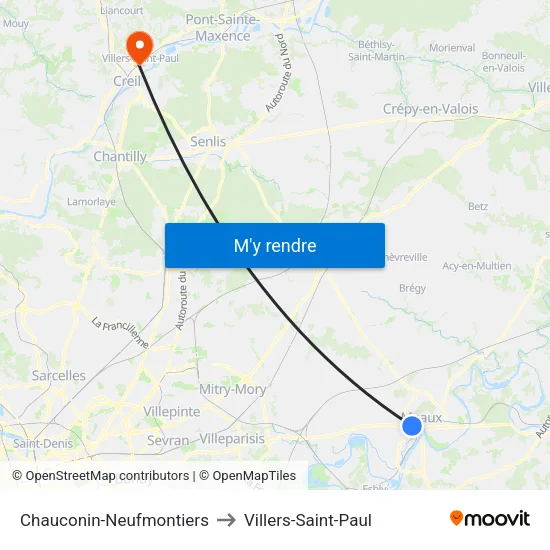 Chauconin-Neufmontiers to Villers-Saint-Paul map