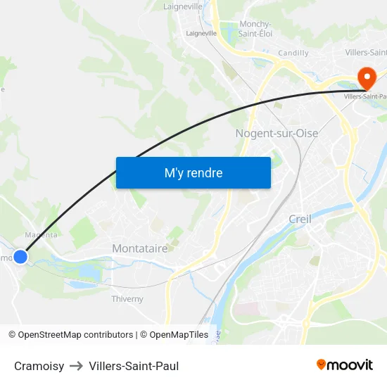 Cramoisy to Villers-Saint-Paul map