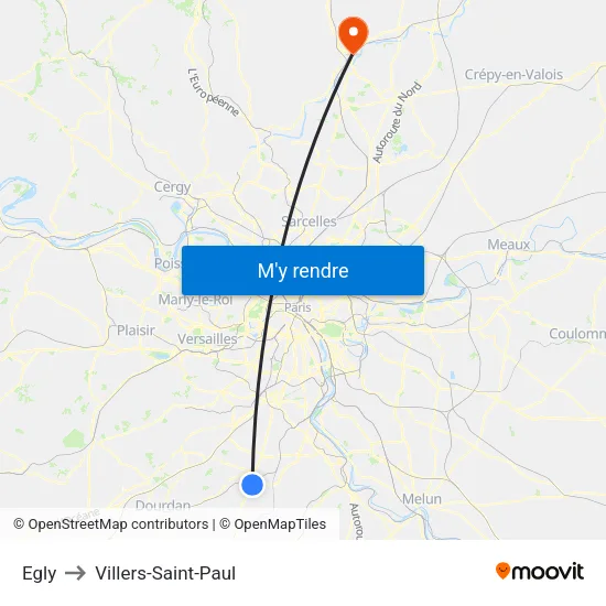 Egly to Villers-Saint-Paul map