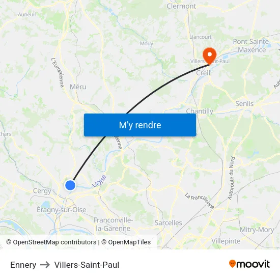 Ennery to Villers-Saint-Paul map