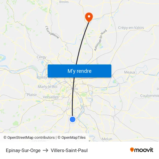 Epinay-Sur-Orge to Villers-Saint-Paul map