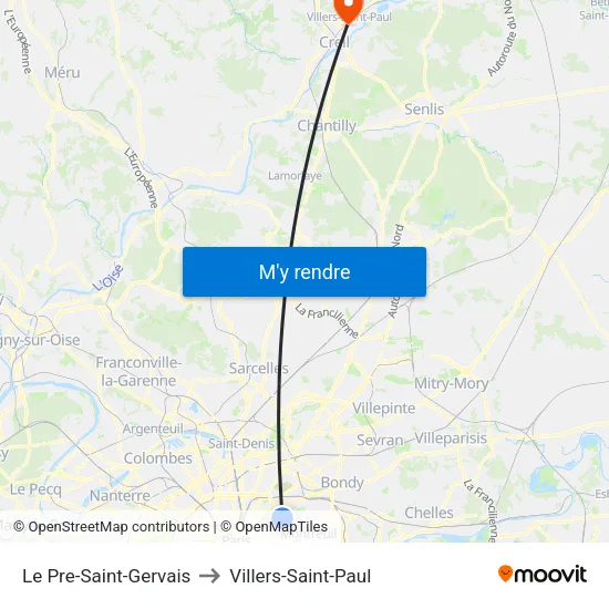 Le Pre-Saint-Gervais to Villers-Saint-Paul map