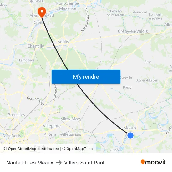 Nanteuil-Les-Meaux to Villers-Saint-Paul map