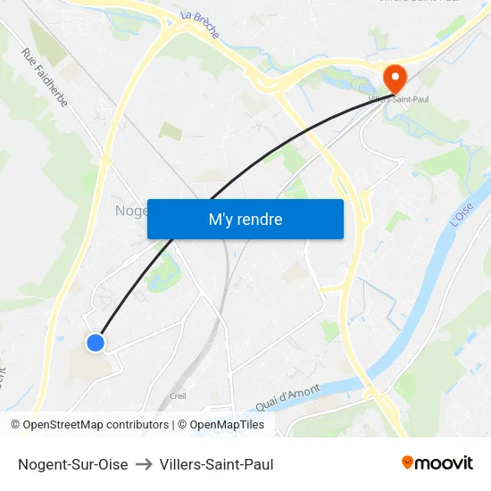 Nogent-Sur-Oise to Villers-Saint-Paul map