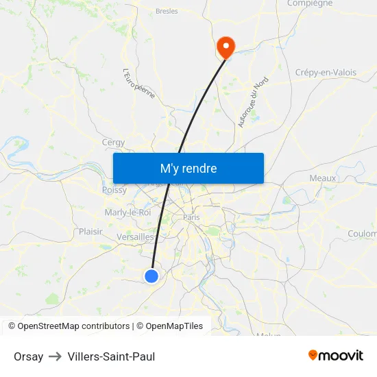 Orsay to Villers-Saint-Paul map