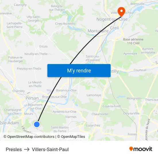 Presles to Villers-Saint-Paul map