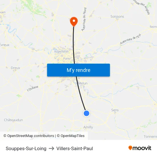 Souppes-Sur-Loing to Villers-Saint-Paul map