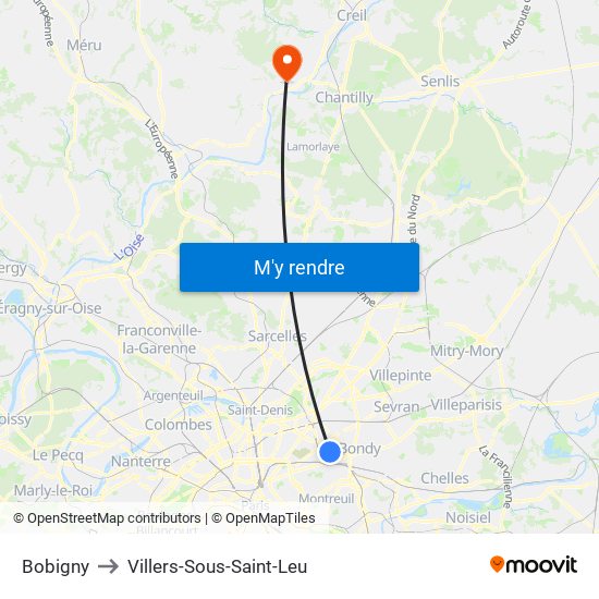 Bobigny to Villers-Sous-Saint-Leu map