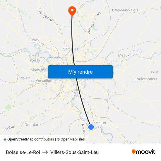 Boissise-Le-Roi to Villers-Sous-Saint-Leu map