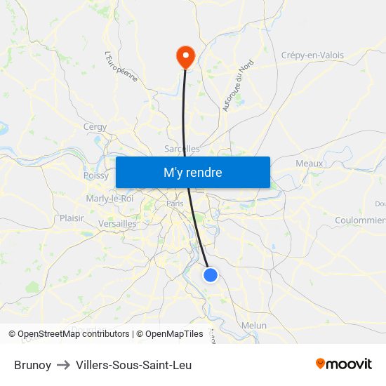 Brunoy to Villers-Sous-Saint-Leu map