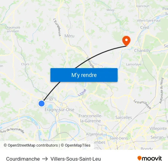 Courdimanche to Villers-Sous-Saint-Leu map