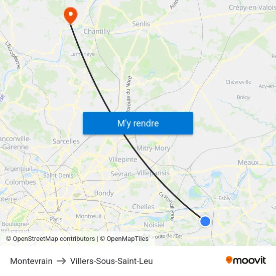 Montevrain to Villers-Sous-Saint-Leu map