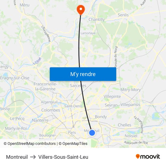 Montreuil to Villers-Sous-Saint-Leu map