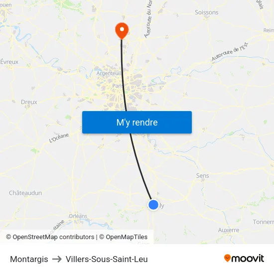 Montargis to Villers-Sous-Saint-Leu map