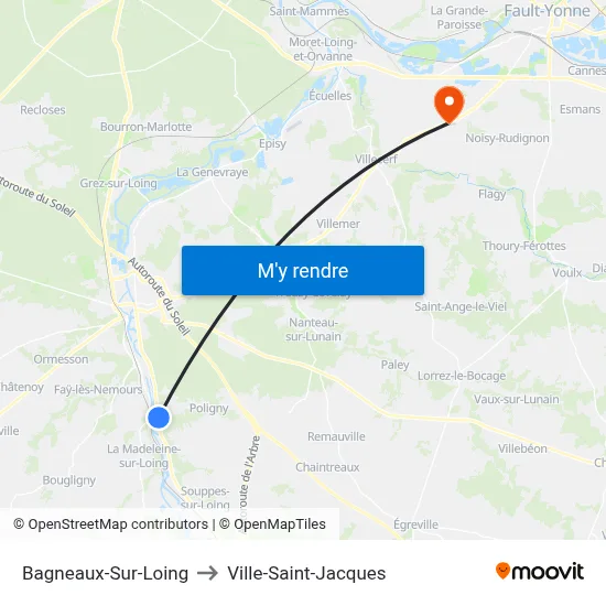 Bagneaux-Sur-Loing to Ville-Saint-Jacques map
