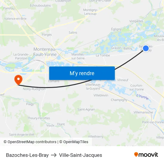 Bazoches-Les-Bray to Ville-Saint-Jacques map