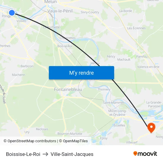 Boissise-Le-Roi to Ville-Saint-Jacques map