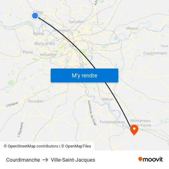Courdimanche to Ville-Saint-Jacques map