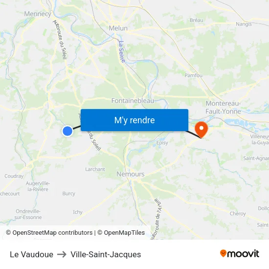 Le Vaudoue to Ville-Saint-Jacques map