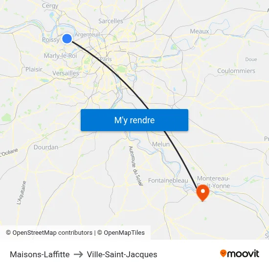 Maisons-Laffitte to Ville-Saint-Jacques map