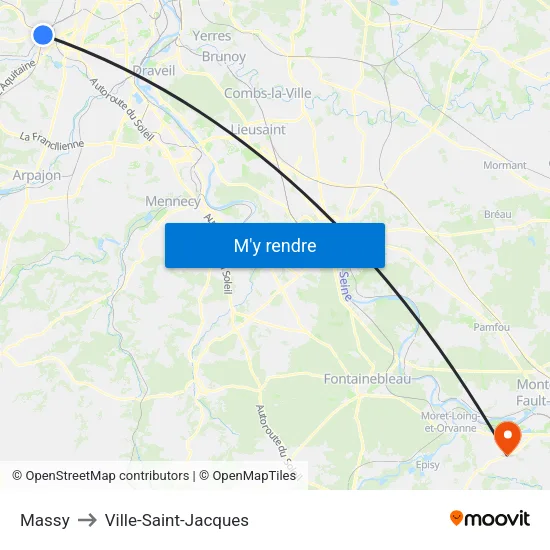 Massy to Ville-Saint-Jacques map