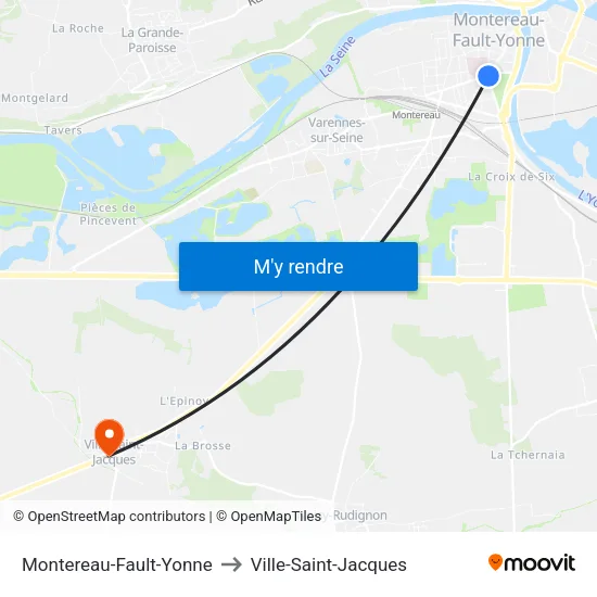 Montereau-Fault-Yonne to Ville-Saint-Jacques map