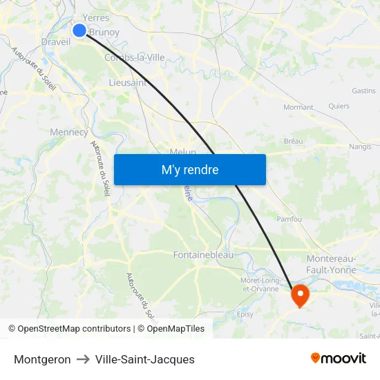 Montgeron to Ville-Saint-Jacques map