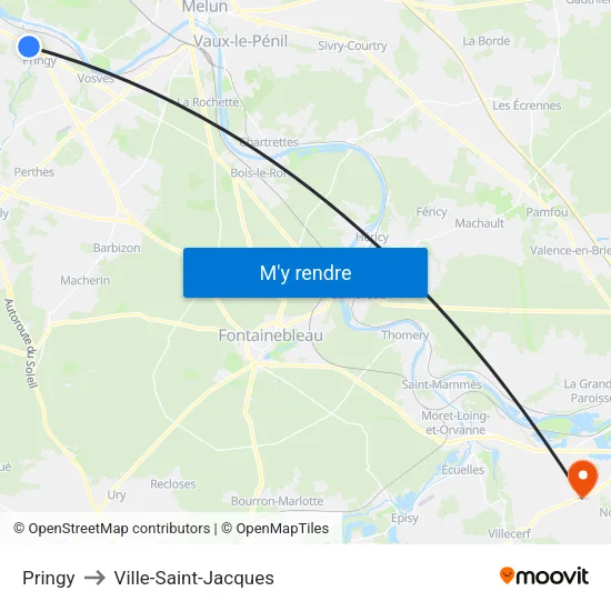 Pringy to Ville-Saint-Jacques map