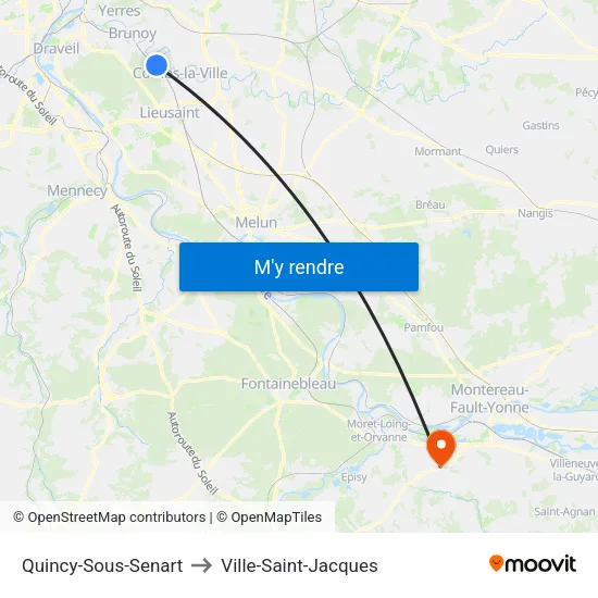 Quincy-Sous-Senart to Ville-Saint-Jacques map
