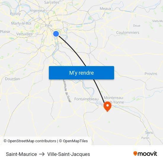 Saint-Maurice to Ville-Saint-Jacques map