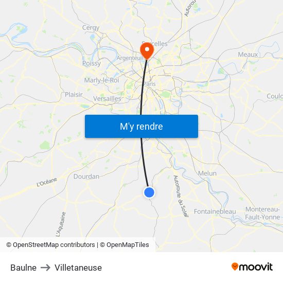 Baulne to Villetaneuse map