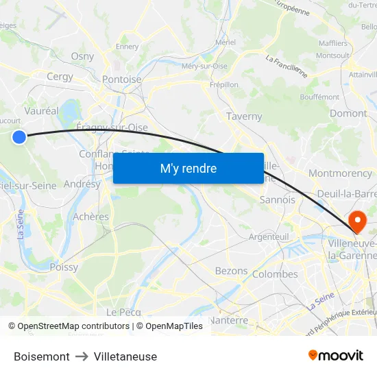 Boisemont to Villetaneuse map