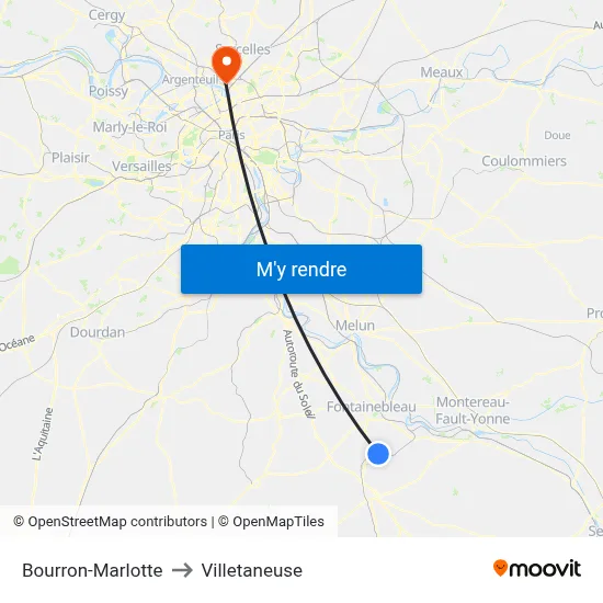 Bourron-Marlotte to Villetaneuse map