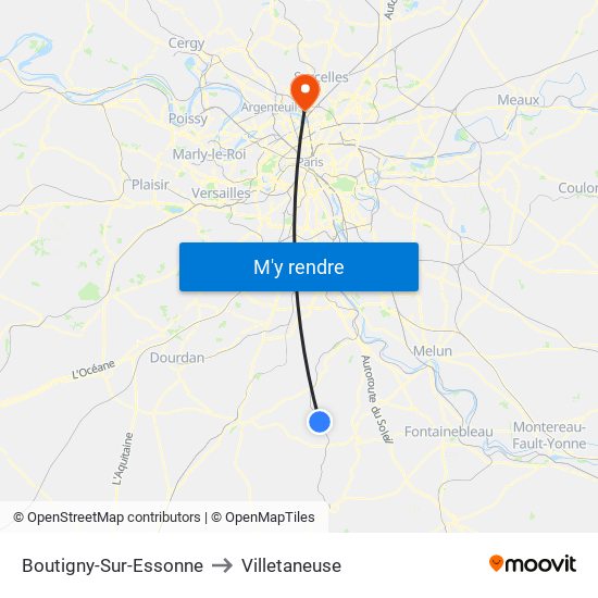 Boutigny-Sur-Essonne to Villetaneuse map