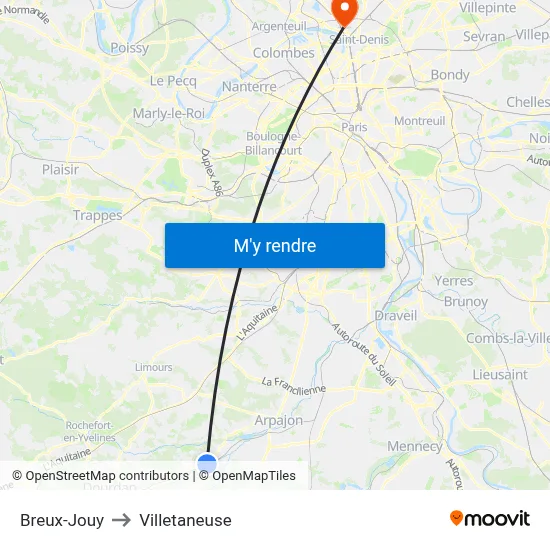 Breux-Jouy to Villetaneuse map