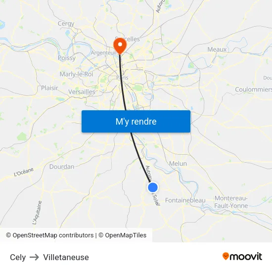 Cely to Villetaneuse map