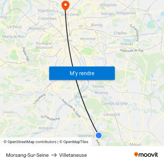 Morsang-Sur-Seine to Villetaneuse map