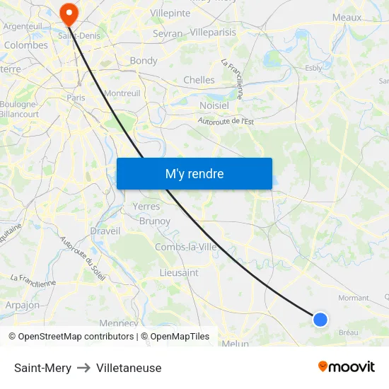 Saint-Mery to Villetaneuse map