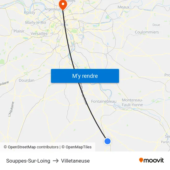 Souppes-Sur-Loing to Villetaneuse map