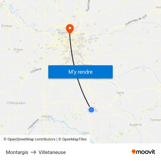 Montargis to Villetaneuse map
