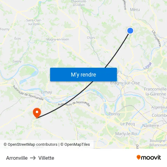 Arronville to Villette map