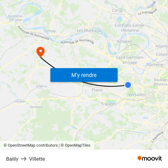 Bailly to Villette map