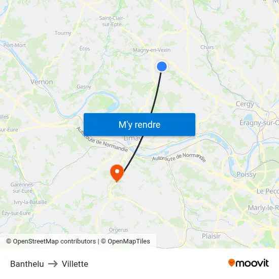 Banthelu to Villette map