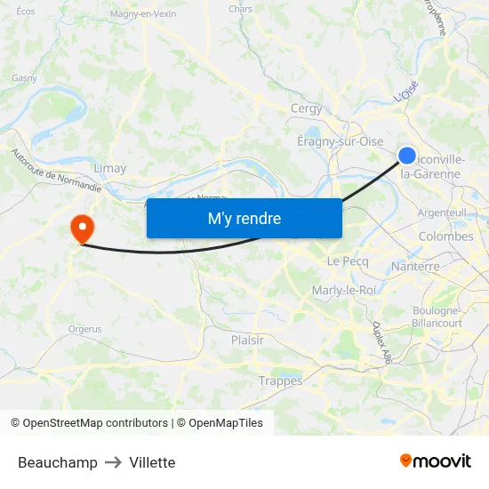 Beauchamp to Villette map
